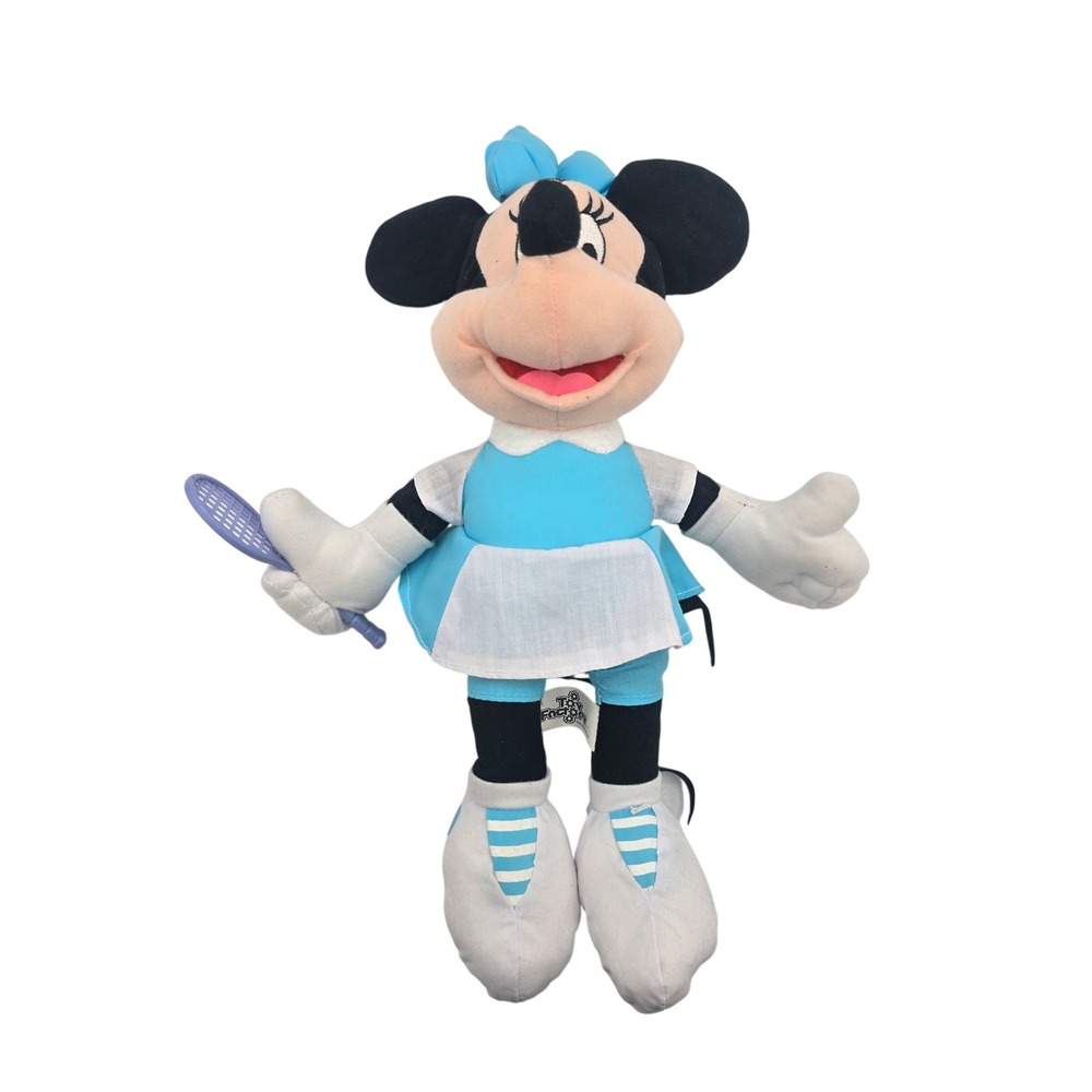 Disney Minnie Mouse Tennis Player Plush Toy Factory Blue White Outfit 12"